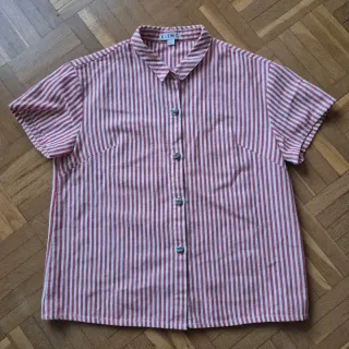 Camisa Crop Kling Rayas Rojas y Blancas