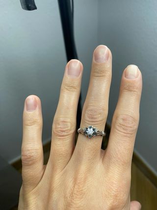 Anillo Plata 925 Diamante Sintético Años 70