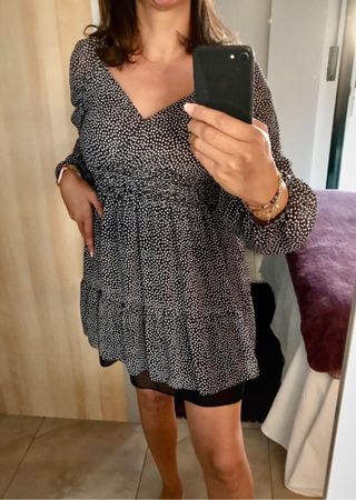 Vestido estampado lunares con forro