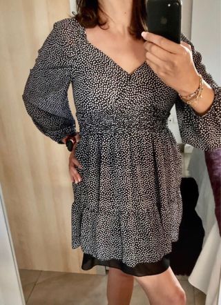 Vestido estampado lunares con forro