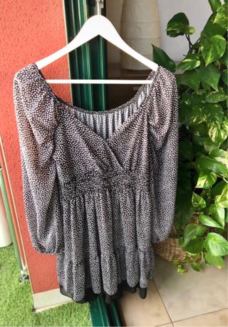 Vestido estampado lunares con forro
