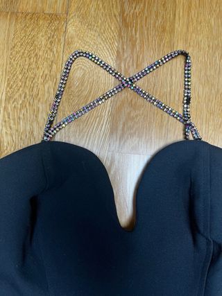 Vestido negro de fiesta Stradivarius - Talla S 