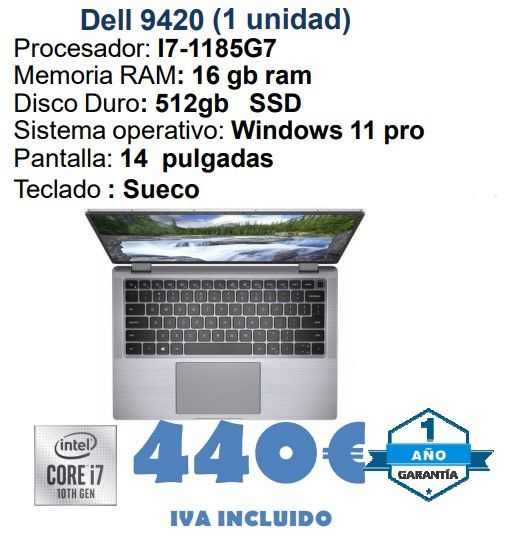 Dell 9420 i7-1185G7 16GB RAM 512GB SSD