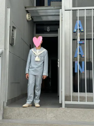 Traje de comunión niño azul claro talla 9