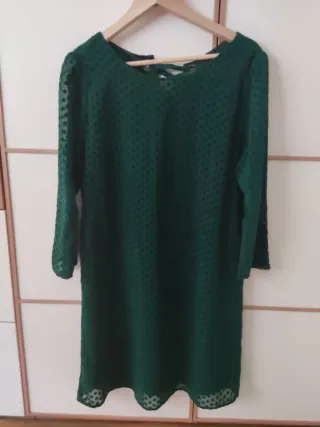 Vestido verde botella con lunares t