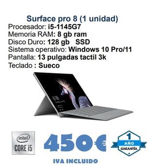 Microsoft Surface Pro 8 i5 128GB SSD 8GB RAM