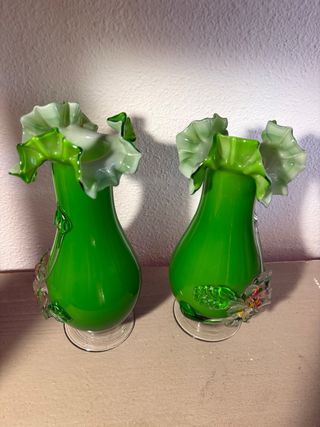 PAREJA CRISTAL SOPLADO MURANO.