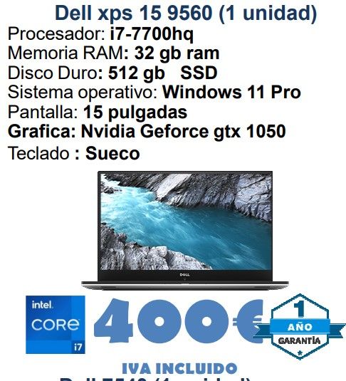 Dell XPS 15 9560 i7 32GB RAM 512GB SSD