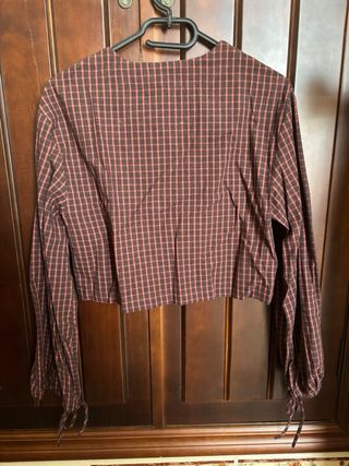 Blusa Zara cuadros manga larga lazos