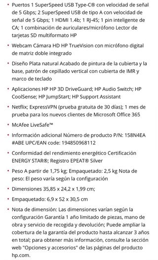 HP Laptop 15-dw2009ns i7-1065G7 8GB RAM 512GB SSD