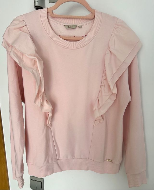 Salsa Suéter Rosa Volantes Talla L