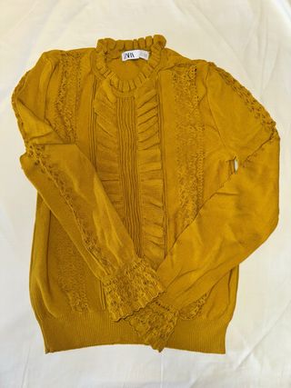 Jersey Zara amarillo talla S con volantes