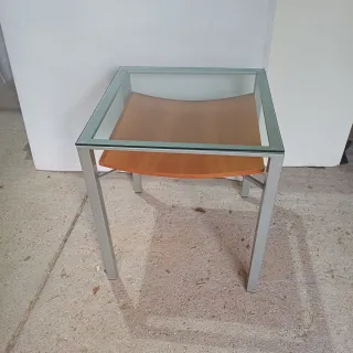 Mesa de centro cristal y madera