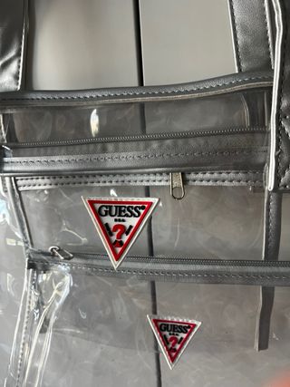 Bolso Transparente Guess Plateado