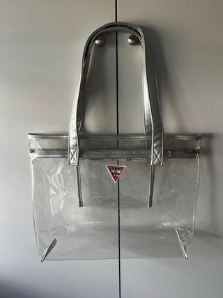Bolso Transparente Guess Plateado