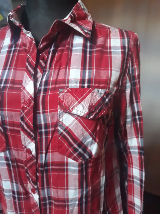 Camisa de cuadros larga