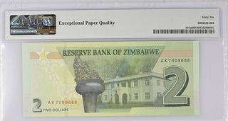Billete Zimbabwe 2 Dólares 2019 PMG-66 EPQ