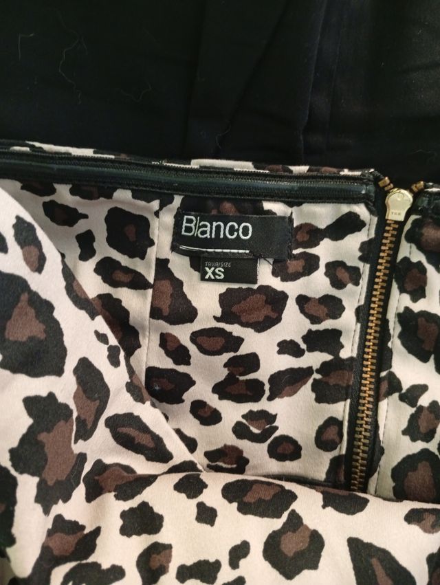 Vestido palabra de honor estampado leopardo XS