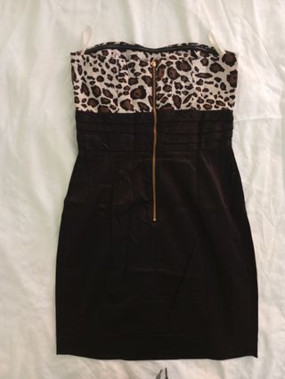 Vestido palabra de honor estampado leopardo XS
