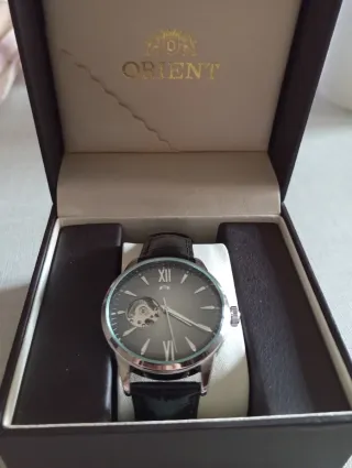 Reloj Orient Automático Open Heart Negro/Plata