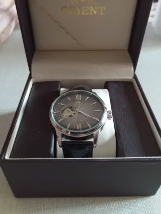 Reloj Orient Automático Open Heart Negro/Plata
