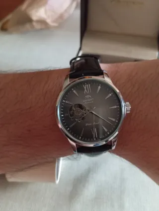 Reloj Orient Automático Open Heart Negro/Plata