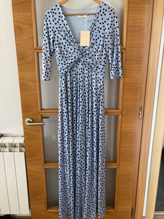 Vestido Poete lunares azul y negro