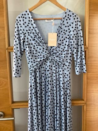 Vestido Poete lunares azul y negro