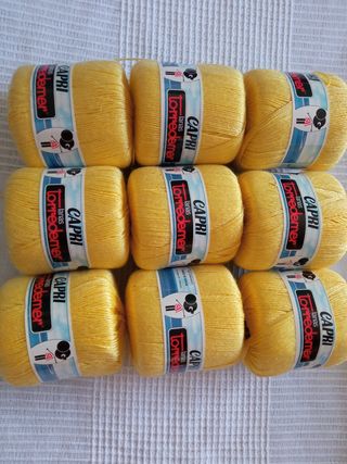 9 Ovillos Lana Hilo Amarillo Capri Torredemer