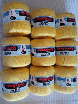 9 Ovillos Lana Hilo Amarillo Capri Torredemer