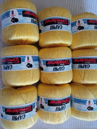 9 Ovillos Lana Hilo Amarillo Capri Torredemer