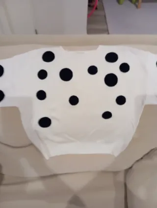 Jersey niña Zara blanco lunares T8