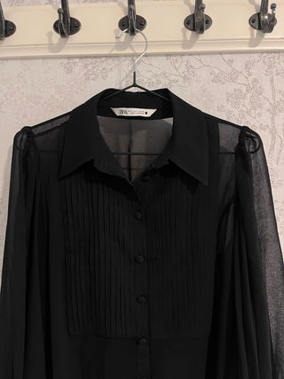 Blusa Zara Negra Manga Larga