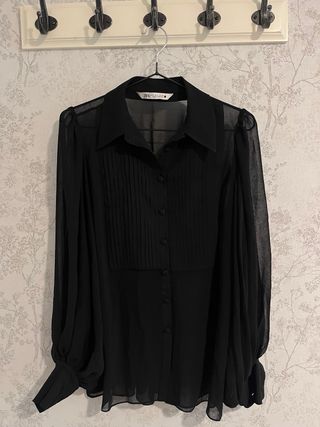 Blusa Zara Negra Manga Larga