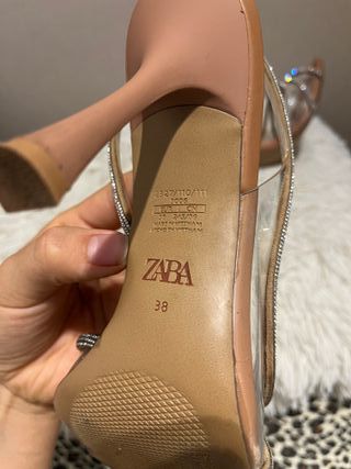 Sandalias Zara Tacon Transparente Brillantes