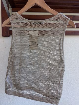 Top Zara Dorado Rejilla Talla S