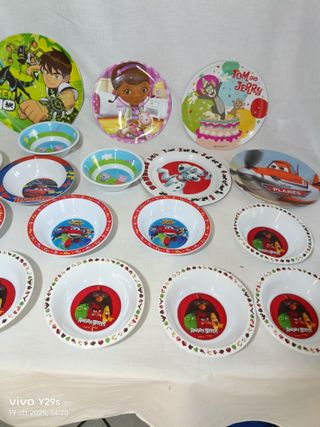 25 pezzi melamina piatti e ciotole bambini