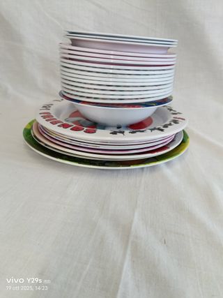 25 pezzi melamina piatti e ciotole bambini