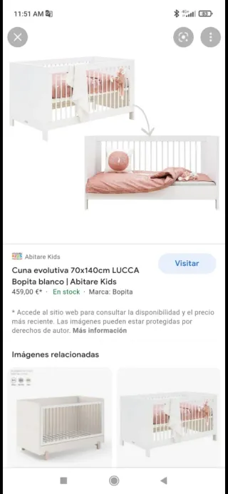 Cuna evolutiva 70x140cm LUCCA Bopita