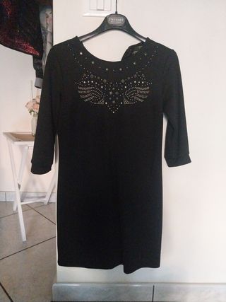 Mini abito nero con strass
