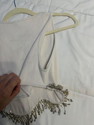 Top Zara Flecos Brillantes Talla XS