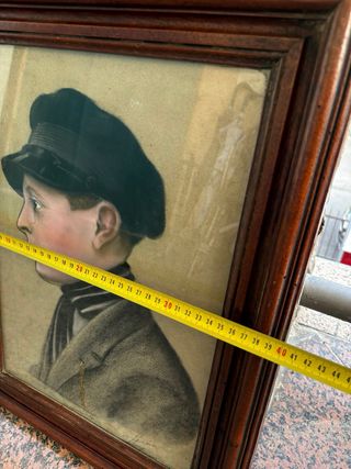 Antico dipinto a carboncino firmato