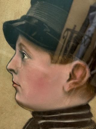 Antico dipinto a carboncino firmato