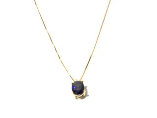 cadena oro 18k con piedra con zafiro 22cm