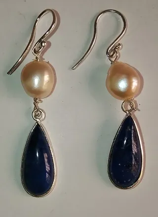 Orecchini Argento Perle e Lapis Lazuli