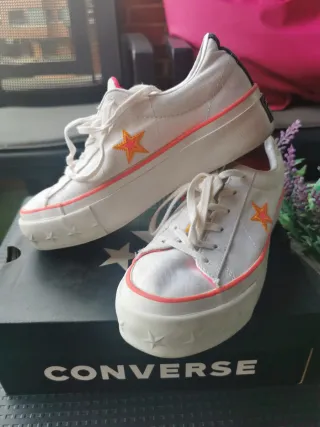 Converse Plataforma Estrellas Rosa Blanco