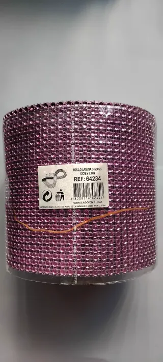 Rollo de pedrería rosa para manualidades