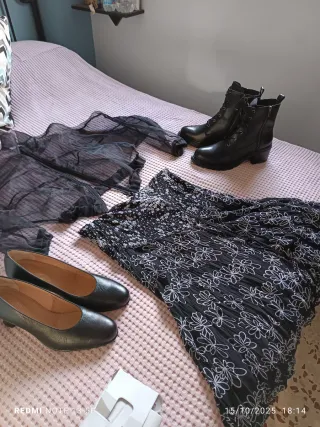 Falda gasa elegante negra y blanca