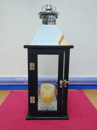 Lanterna o portacandele classico in legno e metallo