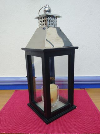 Lanterna o portacandele classico in legno e metallo